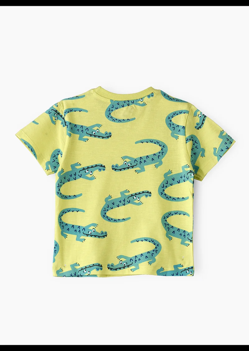 جام تيشيرت قطن بطبعة تمساح للأولاد