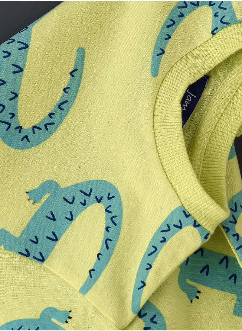 JAM - Boys' Green Alligator Print Cotton T-Shirt - Image 1
