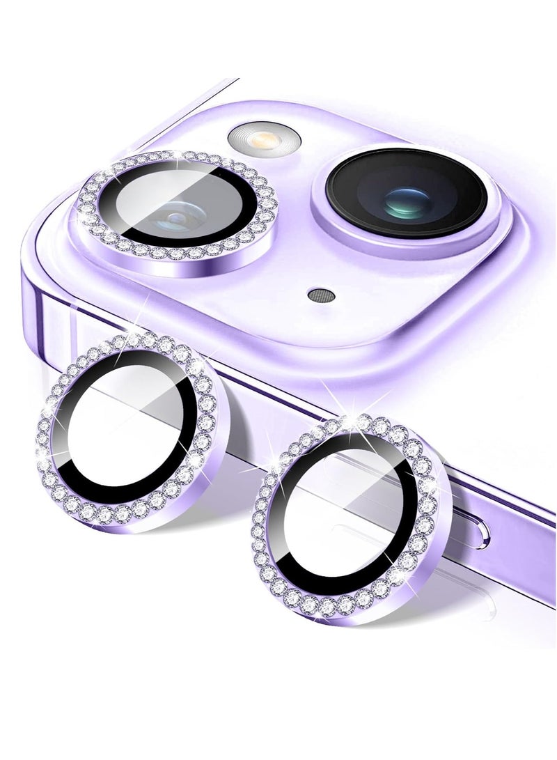ELTRAZONE "Purple Diamond Tempered Glass Camera Lens Protector for iPhone 16/16 Plus – Stylish Automatic Alignment with Glitter Film Stickers" - Image 1