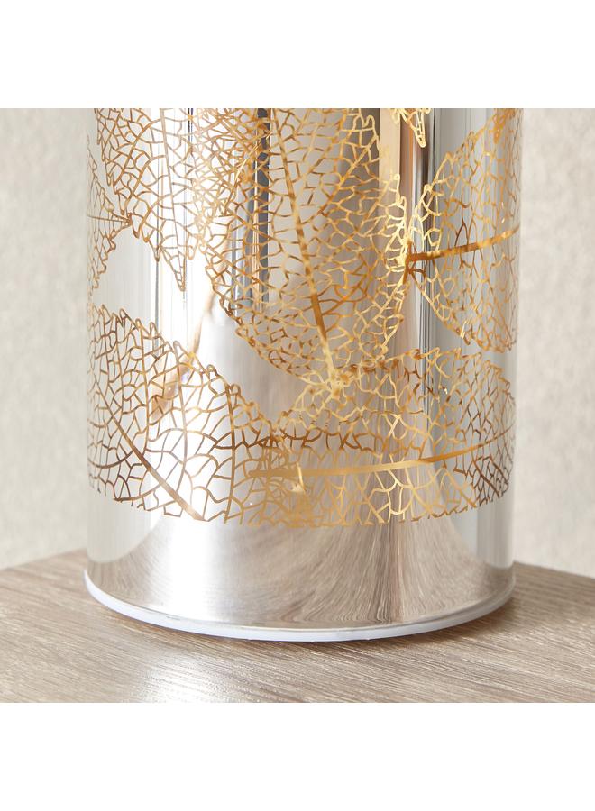 Home Box Leaf Cutout Nickel Glass Led Lantern 9X9X17 Cm - Image 4
