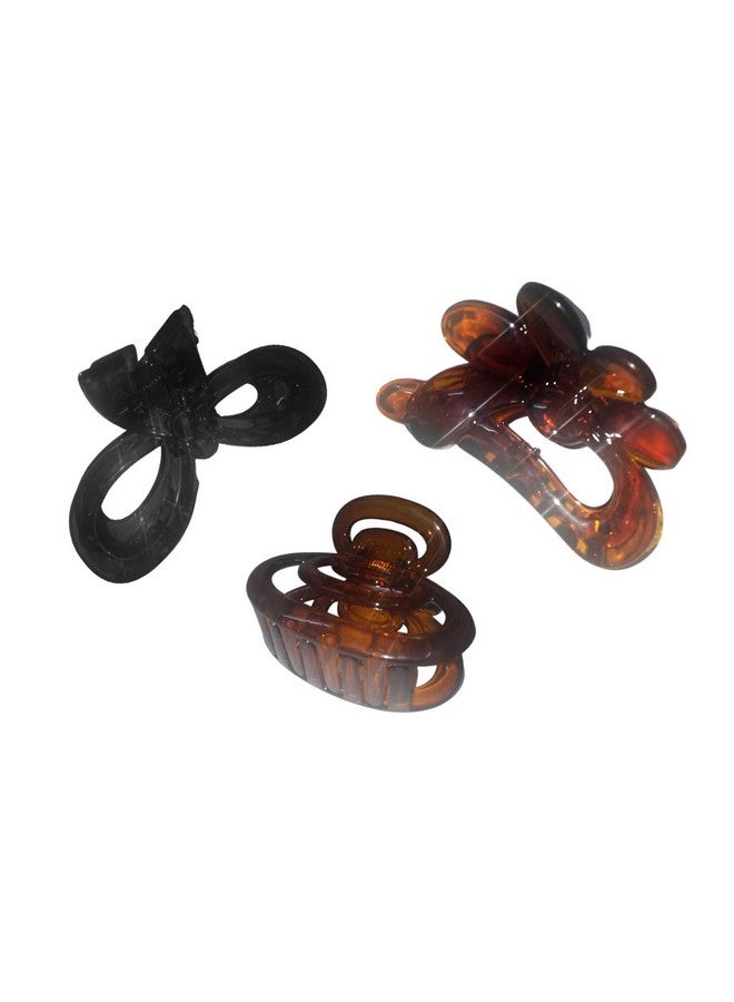 NAT Big wide Teeth Hair Clips Claw Clamp Non Slip Hair Accessories for All Kinds of Hairstyles Women Girls (Black Brown, Pack of 3) - Image 1