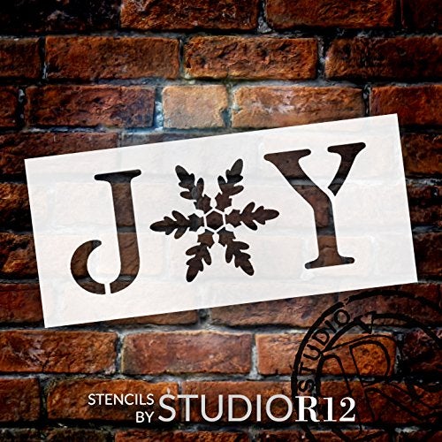 Studio R 12 Joy Stencil by StudioR12 | Vintage Serif Snowflake Word Art - Reusable Mylar Template | Painting, Chalk, Mixed Media | Use for Journaling, DIY Home Decor - STCL1262 ? Select Size (8.5" x 3.5") - Image 3