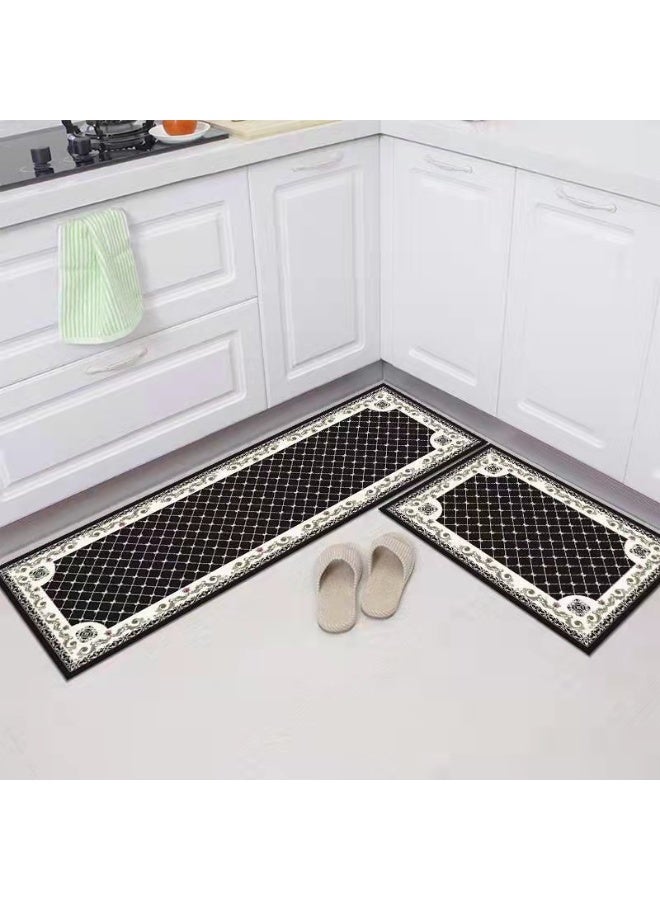 آنا طقم سجادات مخملية ضد الانزلاق ومانعة للزيت بتصميم مطبوع - 40*60 سم + 40*120 سم - Image 1