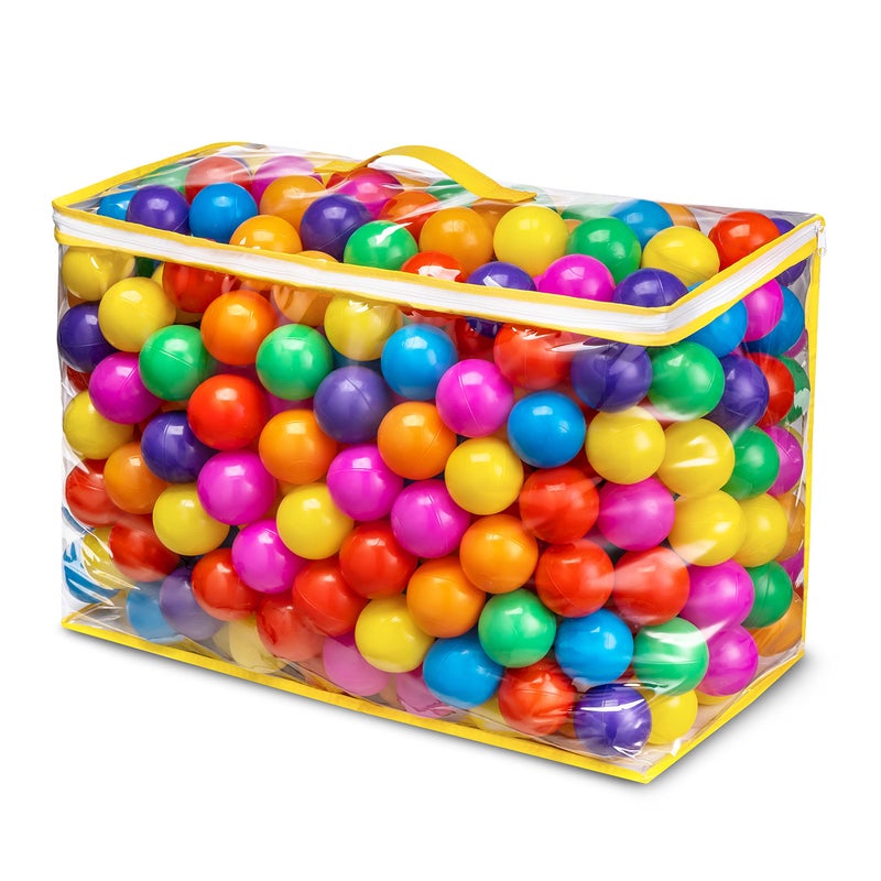 Hovenlay Ball Pit Balls Phthalate Free BPA Free Crush Proof Plastic - 7 Bright Colors in Reusable Play Toys for Kids with Storage Bag - Image 1