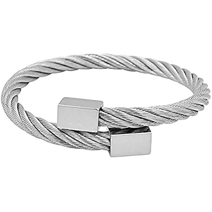 rayihni Chic Stainless Steel Bangle For Men, Silver - Image 1
