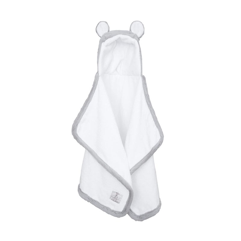 Little Giraffe Luxe Baby Towel with Ears, 24" x 41", Silver - Image 2