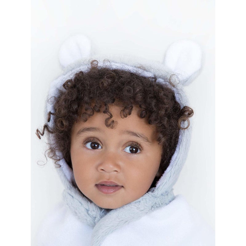 Little Giraffe Luxe Baby Towel with Ears, 24" x 41", Silver - Image 4