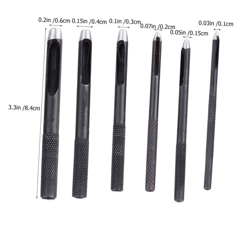 Modern Leather Punch Tool Set 6pcs Round Hole Cutter For Belts Handbags Crafts Gaskets Size 1 - Image 3
