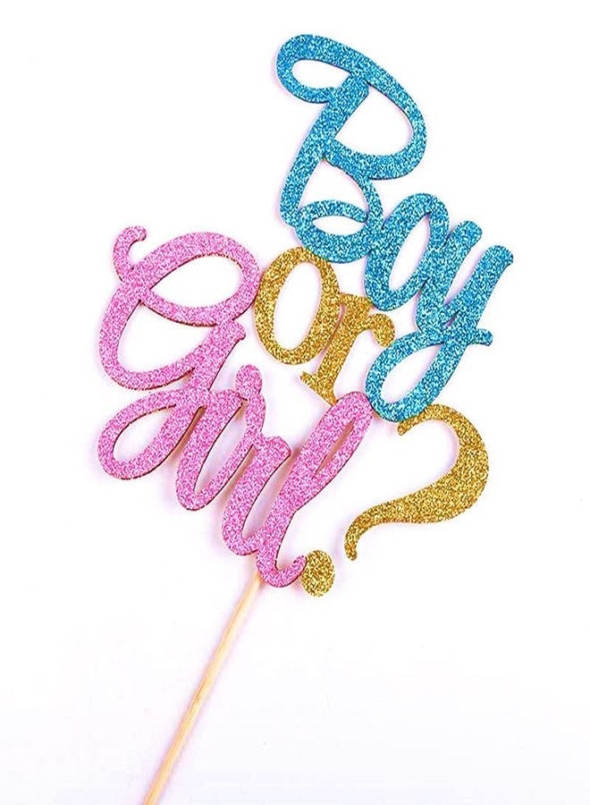 KOOTIPS Boy or Girl Cake Topper - Glitter Baby Shower Party Decorations Supplies (Color) - Image 2