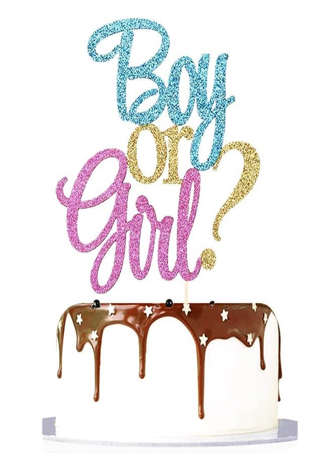 KOOTIPS Boy or Girl Cake Topper - Glitter Baby Shower Party Decorations Supplies (Color) - Image 1
