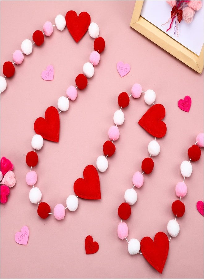 Jansun Valentine Felt Garland, Valentines Day Felt Garland with Red Pink Hearts, 8.2 ft Farmhouse Banner for Fireplace Mantel Wall Ceiling Decorations - Image 1
