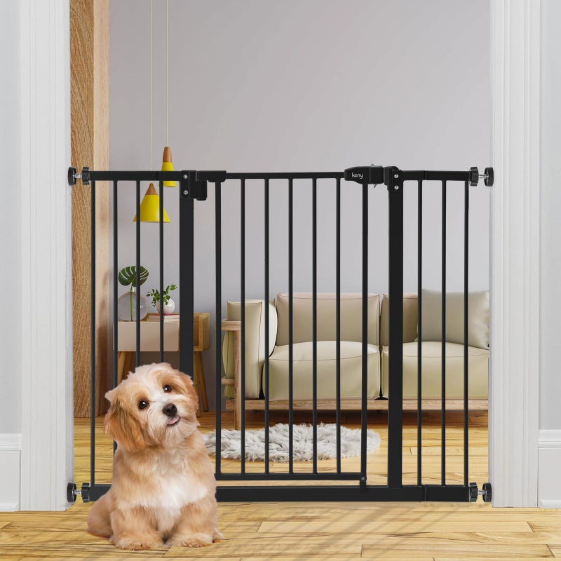 keny 29"-42.5" Baby Gate for Stairs, Auto Close Safety Dog Gate, Pressure Mounted Easy Walk Through Pet Gate for Doorways, Durable Stair Gate, 30" Tall, Black - Image 1