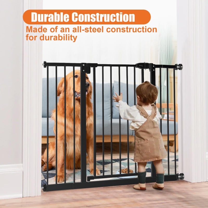 keny 29"-42.5" Baby Gate for Stairs, Auto Close Safety Dog Gate, Pressure Mounted Easy Walk Through Pet Gate for Doorways, Durable Stair Gate, 30" Tall, Black - Image 3