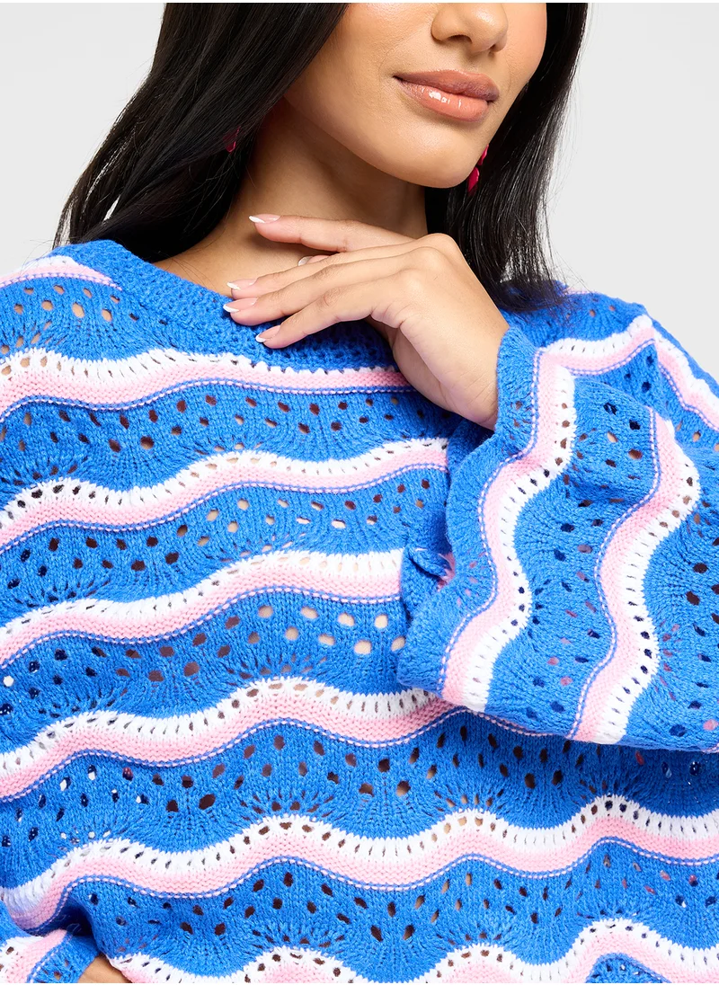 Ginger Scallop Detail Loose Knit Sweater