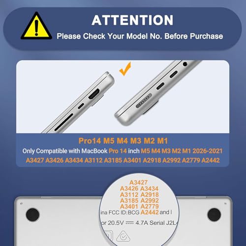 MOSISO Compatible with MacBook Pro 14 inch Case M5 2026 M4 M3 M2 M1 20252021 A3427 A3426 A3434 A3112 A3185 A3401 A2918 A2992 A2779 A24423 in 1 Kit AntiCrack Hard Shell with TPU BumperEmerald Green - Image 3