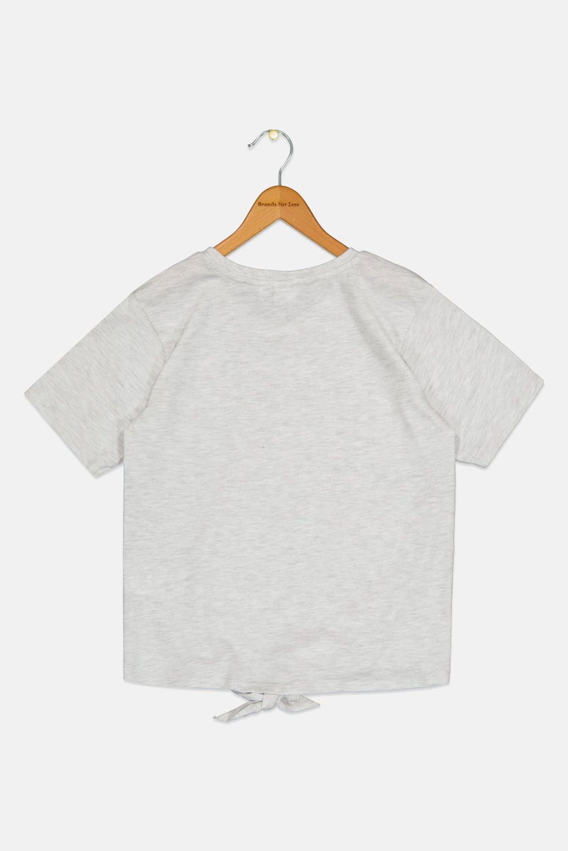 PUMA Kids Girl Brand Logo Front Tie Top, Grey - Image 2