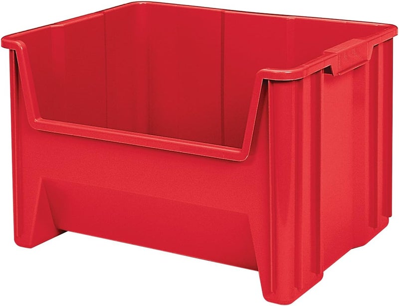 AkroMils 13018 Stak-N-Store Heavy Duty Stackable Open Front Plastic Storage Container Bin, (17-1/2-Inch x 16-1/2-Inch x 12-1/2-Inch), Red, (2-Pack) - Image 1