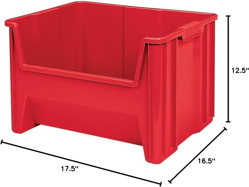 AkroMils 13018 Stak-N-Store Heavy Duty Stackable Open Front Plastic Storage Container Bin, (17-1/2-Inch x 16-1/2-Inch x 12-1/2-Inch), Red, (2-Pack) - Image 5