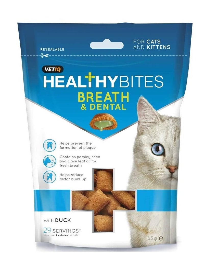 Vetiq - Healthy Bites Breath Dental Cats And Kitten Treats 65g - Image 1