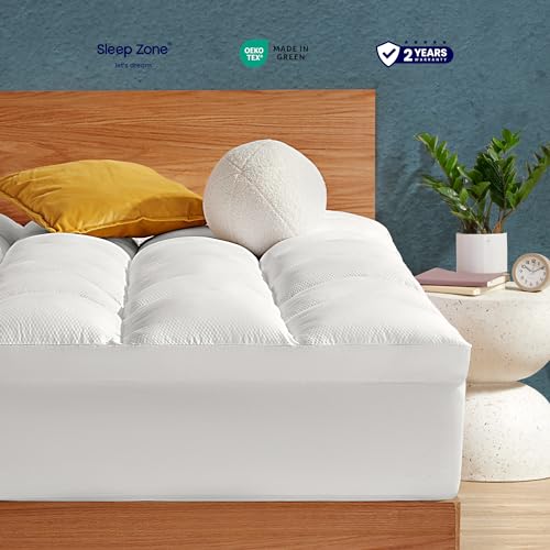 SLEEP ZONE Mattress Topper King Size Extra Thick Fitted Mattress Pad for Back Pain Plush and Support Mattress Cover Deep Pockets Mattress Protector Hotel Quality White King - Image 3
