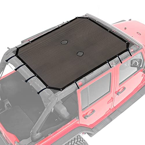 RERPRO Sunshade for 2007-2018 Jeep Wrangler JKU 4 Door Full Length Mesh Sun Shade, JK Unlimited, Sport, Sport S, Sahara, Rubicon Sunshade Bikini Soft Top Cover Net, Blocks UV, Wind, Noise, Black - Image 1