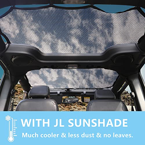 RERPRO Sunshade for 2007-2018 Jeep Wrangler JKU 4 Door Full Length Mesh Sun Shade, JK Unlimited, Sport, Sport S, Sahara, Rubicon Sunshade Bikini Soft Top Cover Net, Blocks UV, Wind, Noise, Black - Image 3