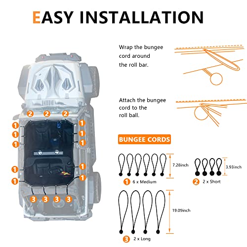 RERPRO Sunshade for 2007-2018 Jeep Wrangler JKU 4 Door Full Length Mesh Sun Shade, JK Unlimited, Sport, Sport S, Sahara, Rubicon Sunshade Bikini Soft Top Cover Net, Blocks UV, Wind, Noise, Black - Image 2