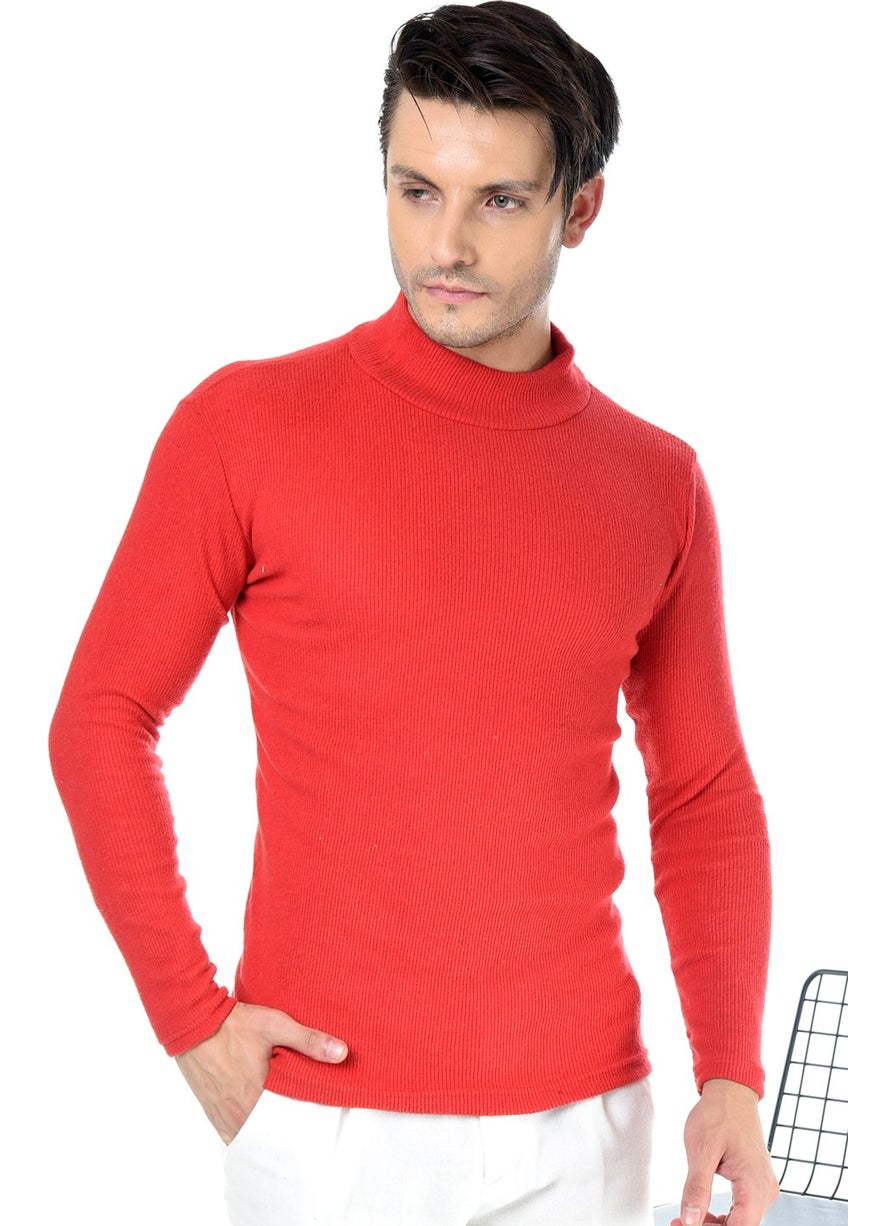 Belifanti Collection سويتر رجالي أحمر نص تورتيلوك بتصميم نحيف  - Image 1