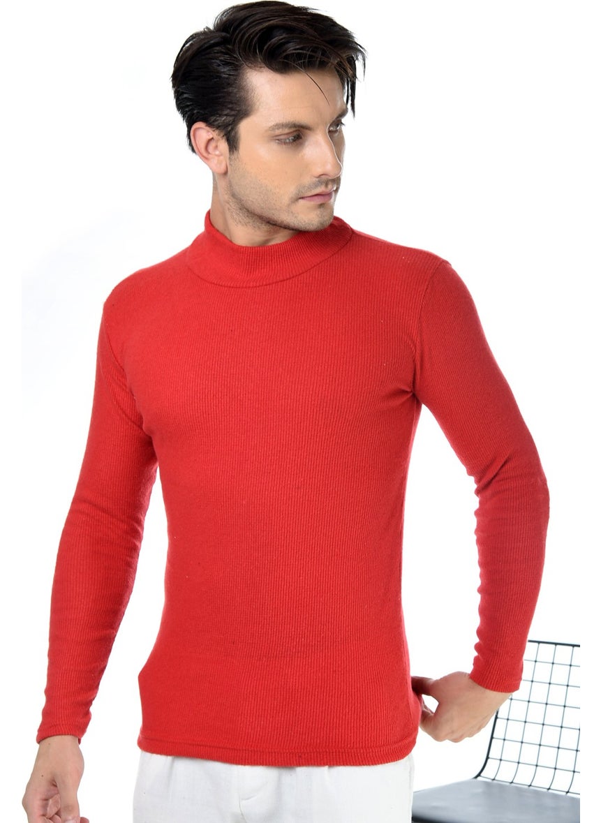 Belifanti Collection سويتر رجالي أحمر نص تورتيلوك بتصميم نحيف  - Image 3