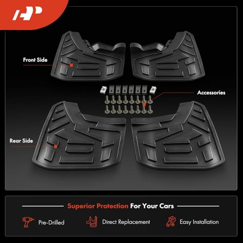 A-Premium مجموعة A-Premium من 4 قطع واقيات طين مع ملحقات الأجهزة متوافقة مع GMC Canyon 2023-2024 كابينة الطاقم بيك أب، (لا تناسب AT4X)، أمامية وخلفية (جانب السائق والراكب) - Image 4