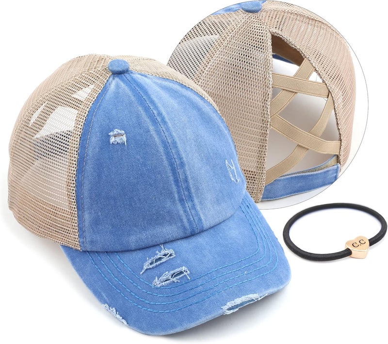 Cc Ponycap Messy High Bun Ponytail Adjustable Glitter Mesh Trucker Baseball Cap - Image 1