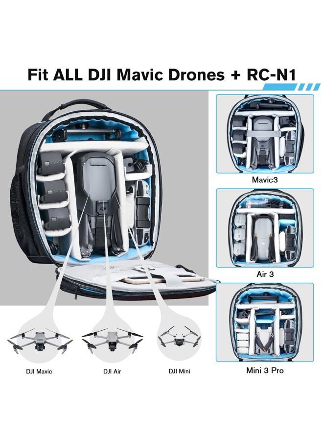 Lykus M1 Travel Backpack Case for DJI Mini 4 Pro, DJI Mavic 3 Classic, DJI Air 3, DJI Mini 3/Mini 3 Pro with RC-N1/RC-N2 Remote Controller, Black, Fit Dji Mavic and Rc-n1 Controller - Image 2