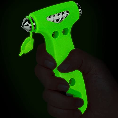 THINKWORK 6-in-1 Car Safety Hammer (Glow-in-Dark), Emergency Escape Tool with Window Breaker and Seat Belt Cutter for First Responders and Roadside Safety Kits, Life-Saving Hammer Gift for Family - Image 1