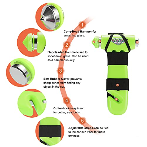 THINKWORK 6-in-1 Car Safety Hammer (Glow-in-Dark), Emergency Escape Tool with Window Breaker and Seat Belt Cutter for First Responders and Roadside Safety Kits, Life-Saving Hammer Gift for Family - Image 3