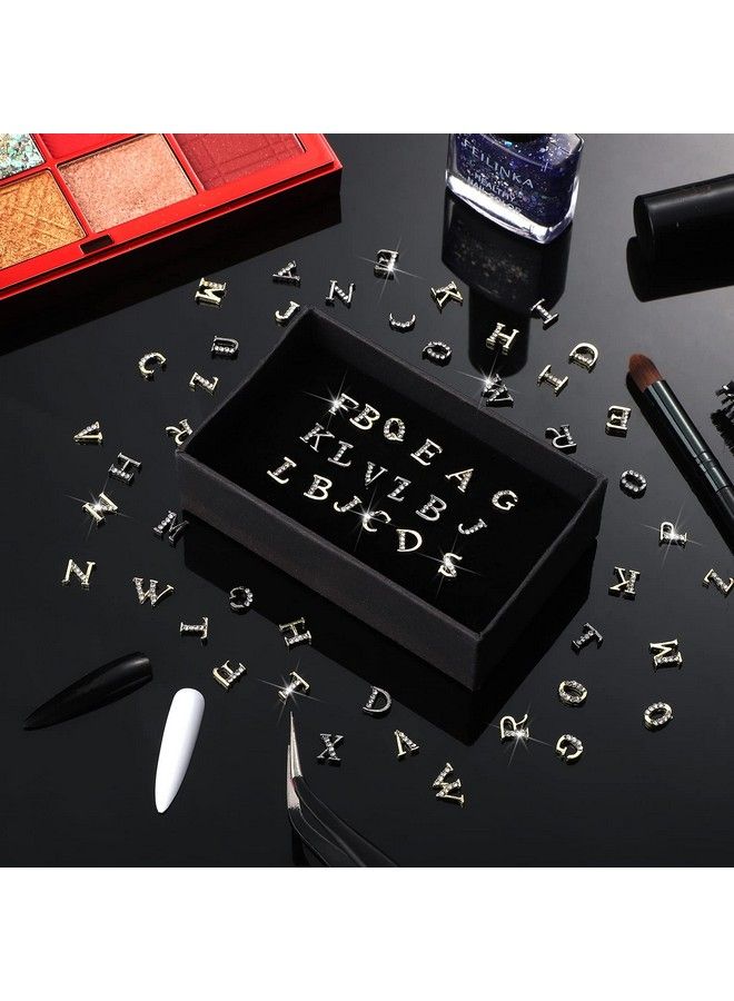 Leelosp 52 Pieces Letters Nail Stud Stickers Alloy Rhinestone Letter Charms 3D Capital Letters Nail Studs Alphabet Nail Charms English Nail Decoration For Women Girls Nail Accessories Home Salon Gold Silver  - Image 5