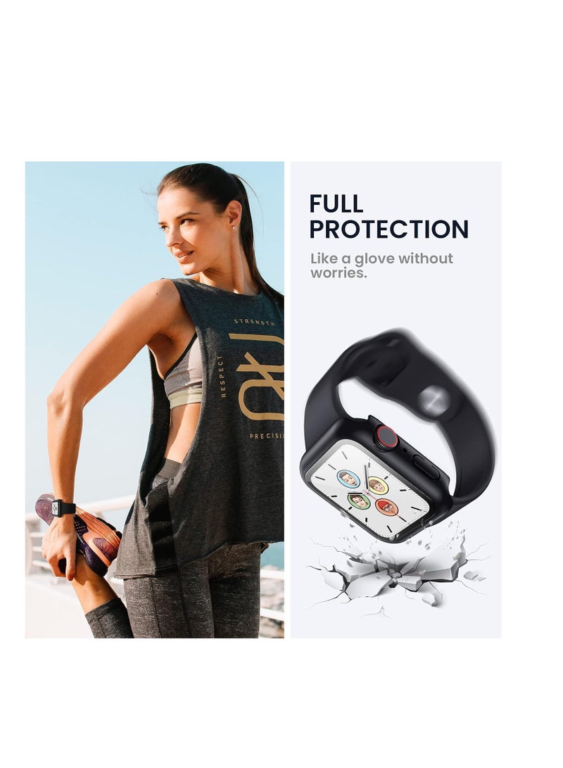 Case Compatible with Apple Watch Series 9/8/7 45mm, Hard PC Ultra-Thin Protective Bumper with Tempered Glass Screen Protector (Black) - Image 2