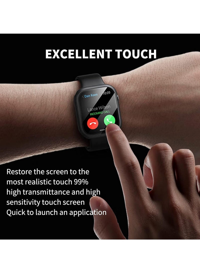 Case Compatible with Apple Watch Series 9/8/7 45mm, Hard PC Ultra-Thin Protective Bumper with Tempered Glass Screen Protector (Black) - Image 3