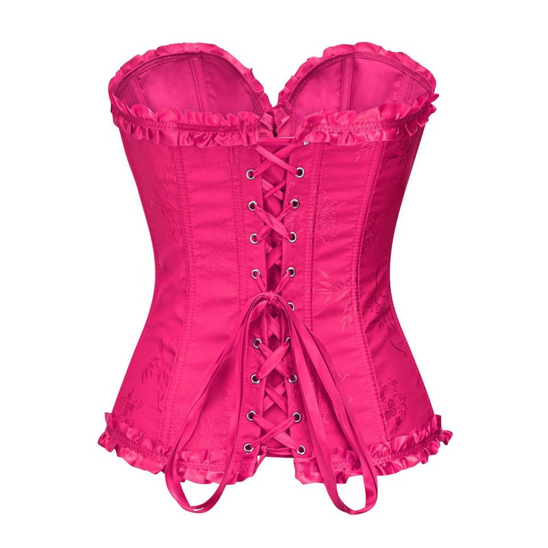 Retro Medieval Corset Top – Rose Red Lace-Up Waist-Shaping Design for Women - Image 5
