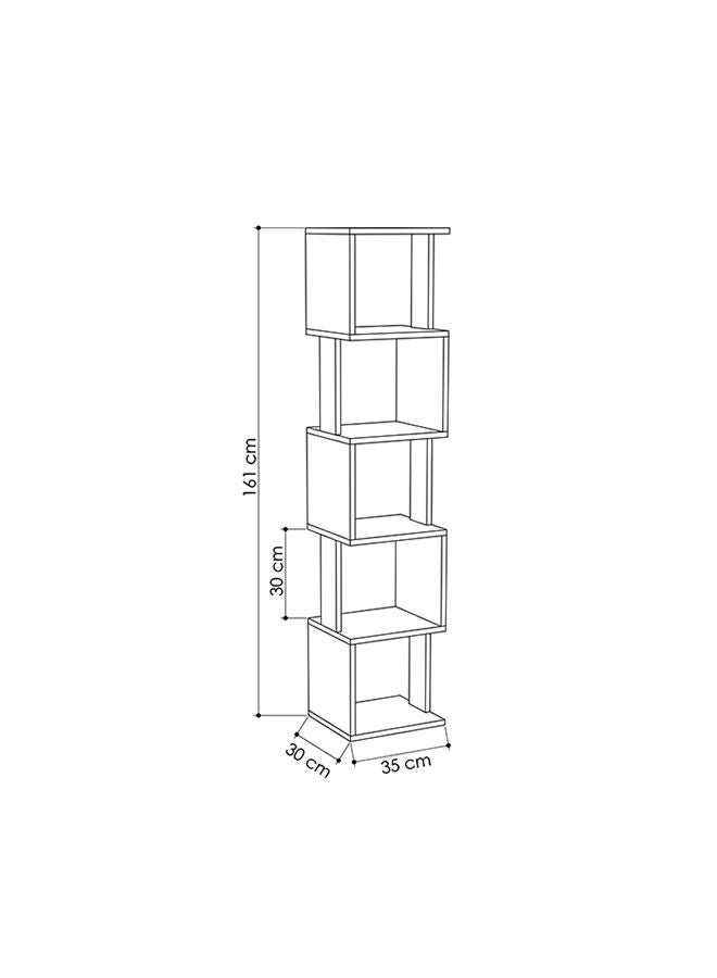 Mourah Home Piri Corner Bookcase Modern Book Shelf Cabinet 5 Tier Multi Storage Bookshelf Rack Display Unit For Bedroom Living Room  30X35X161Cm (Ancient White/Dark Grey) - Image 3