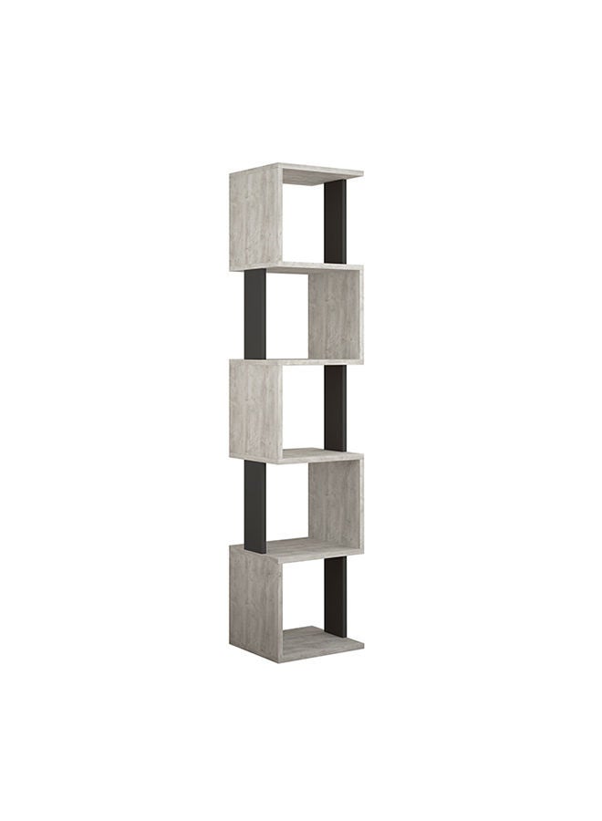 Mourah Home Piri Corner Bookcase Modern Book Shelf Cabinet 5 Tier Multi Storage Bookshelf Rack Display Unit For Bedroom Living Room  30X35X161Cm (Ancient White/Dark Grey) - Image 2