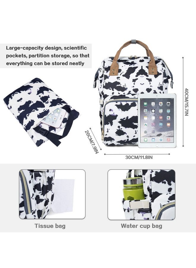 LIMHOO 4 in 1 Diaper Bag Backpack Set for Baby Girls Mom Large Capacity Waterproof Baby Care Bag Multi-Function Nappy Bag (Cow) - Image 4