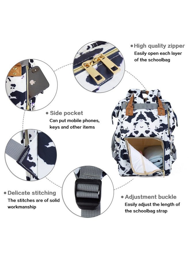 LIMHOO 4 in 1 Diaper Bag Backpack Set for Baby Girls Mom Large Capacity Waterproof Baby Care Bag Multi-Function Nappy Bag (Cow) - Image 3