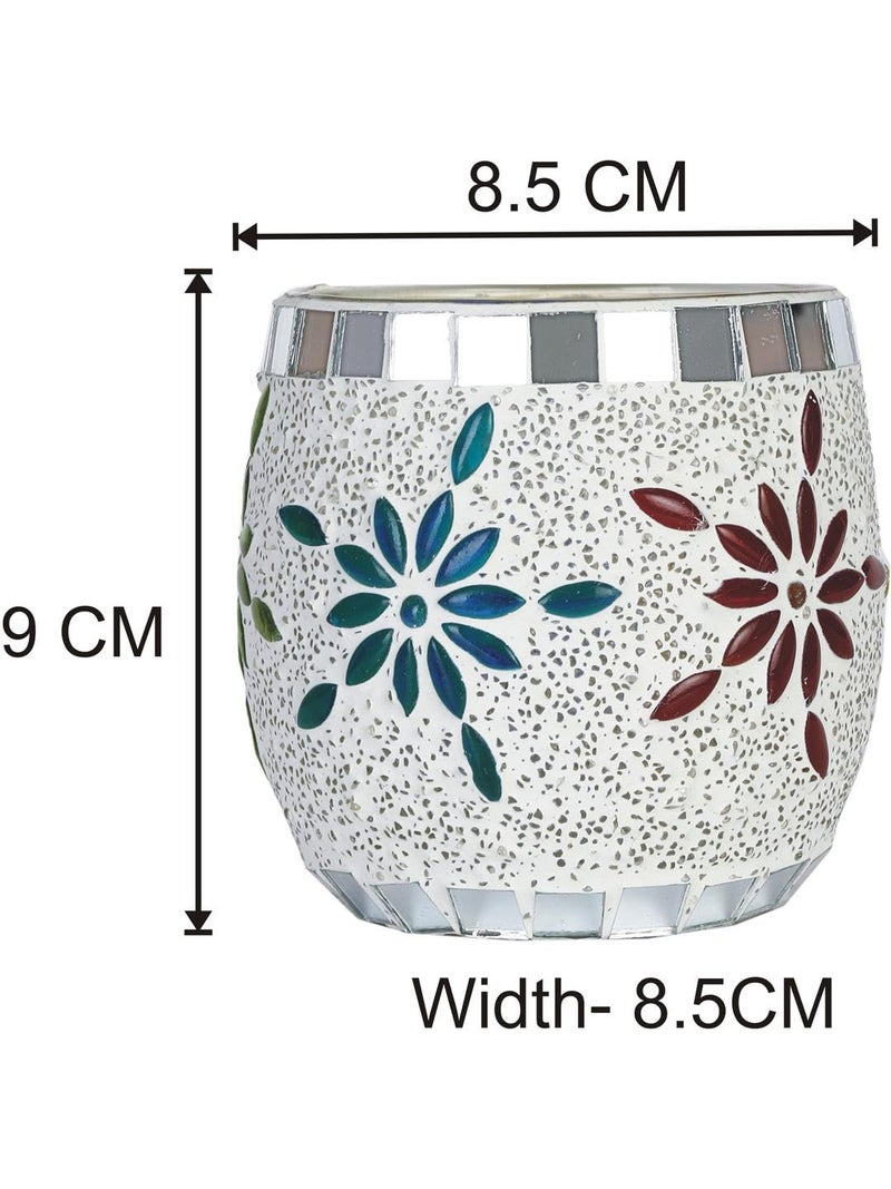 Somil Multicolor Glass Tea Light Holder for Festival, Party, and Diwali, Ideal for Candle Light Dinner. Size: 8.5 X 8.5 X 9 Cm, 8.5 X 8.5 X 7 Cm, Pack of 2 - Image 5