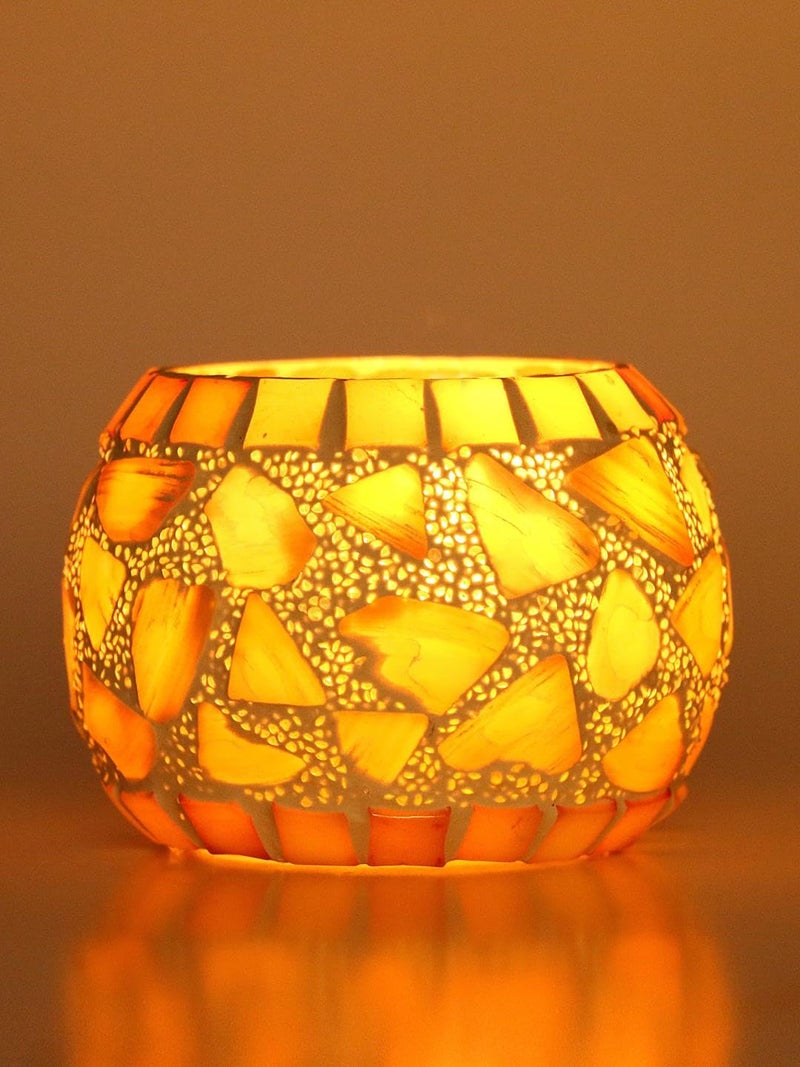Somil Multicolor Glass Tea Light Holder for Festival, Party, and Diwali, Ideal for Candle Light Dinner. Size: 8.5 X 8.5 X 9 Cm, 8.5 X 8.5 X 7 Cm, Pack of 2 - Image 4