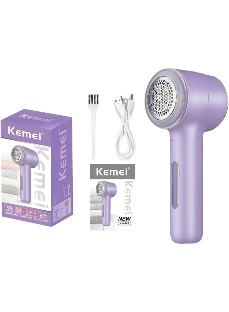 Kemei Rechargeable Fabric Shaver and Lint Remover – Electric Sweater Defuzzer with Stainless Steel Blades, Honeycomb Mesh – Portable Clothes Shaver for Wool, Couch, Curtains, Blankets – KM-165 - Image 1