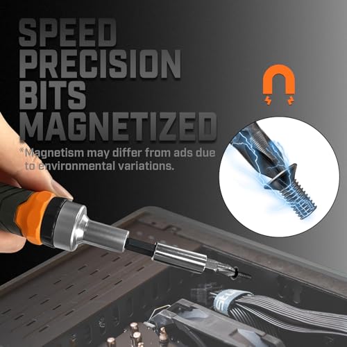 IRONCUBE Ratcheting Screwdriver Set: 56-Piece Magnetic Multi Bits Tool Kit with Case - Image 2