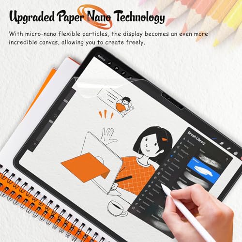 KCT PaperNano Screen protector Compatible with iPad Pro 11 inch M5 2025 / M4 2024, Paper Nano-Texture Film for Drawing, Nib Friendly, Anti-Glare-2 Pack - Image 4