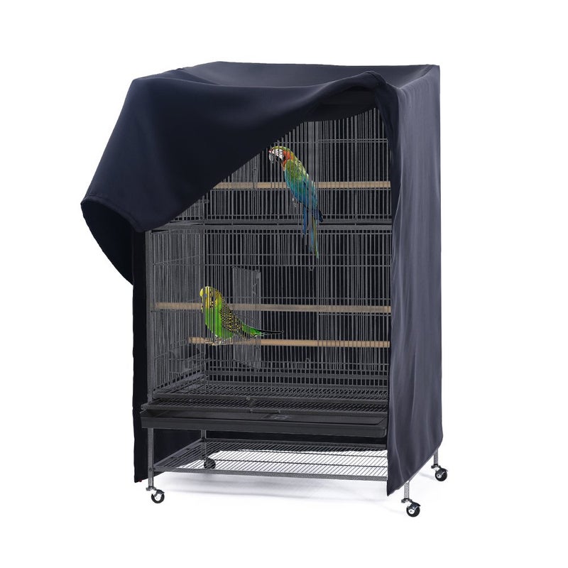 PONY DANCE Pets Product Universal Birdcage Cover Blackout & Breathable Birdcage Cover for Pets' Good Night, Large, Black, 35 L x 25 W x 47 in H - Image 1