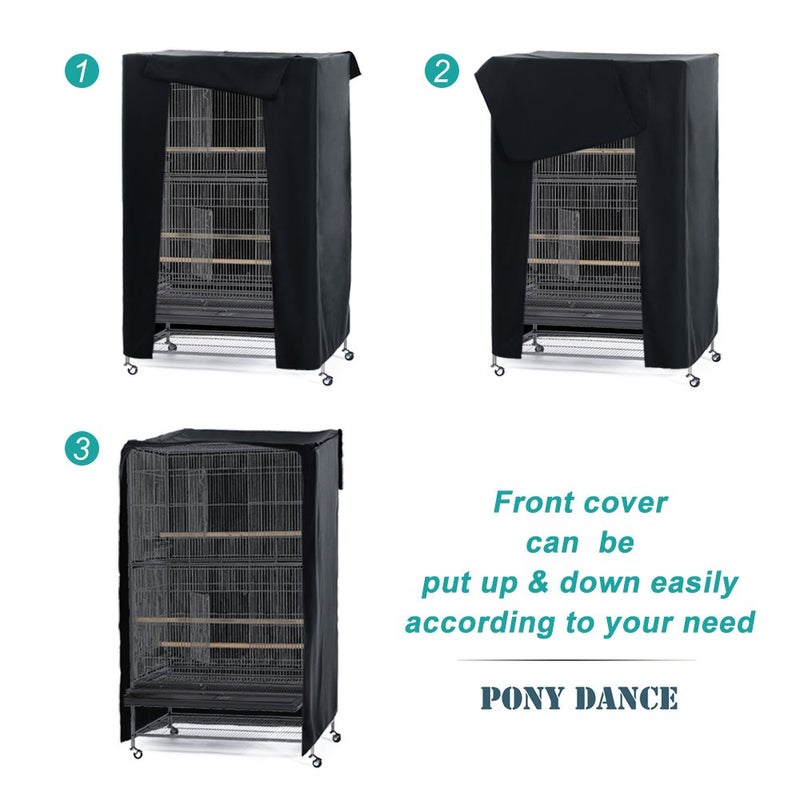 PONY DANCE Pets Product Universal Birdcage Cover Blackout & Breathable Birdcage Cover for Pets' Good Night, Large, Black, 35 L x 25 W x 47 in H - Image 4