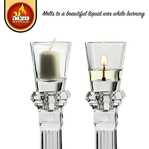 Ner Mitzvah Neironim Glass Shabbos Candle Holders, Premium Quality Clear Votive Cups for Shabbat (Pack of 2) - Image 4